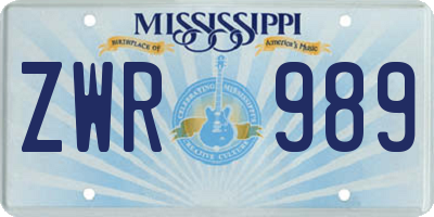 MS license plate ZWR989