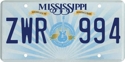 MS license plate ZWR994