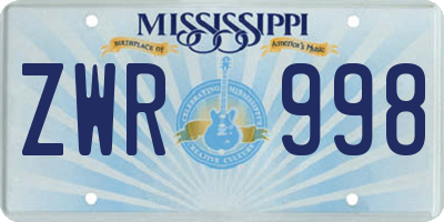 MS license plate ZWR998