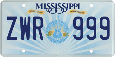 MS license plate ZWR999