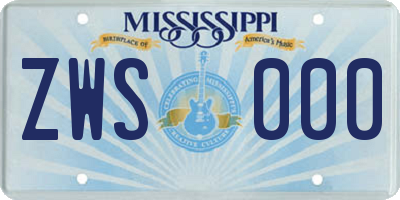 MS license plate ZWS000
