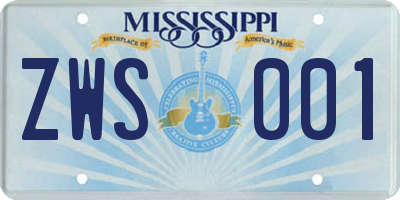 MS license plate ZWS001