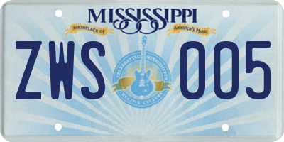 MS license plate ZWS005