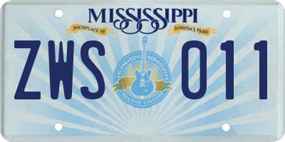 MS license plate ZWS011