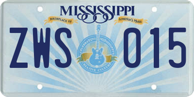 MS license plate ZWS015