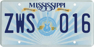 MS license plate ZWS016