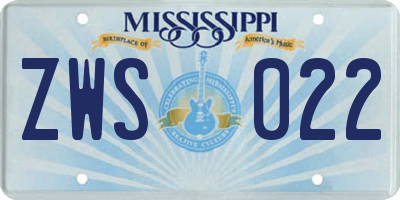 MS license plate ZWS022