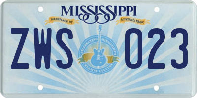 MS license plate ZWS023