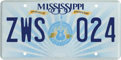 MS license plate ZWS024