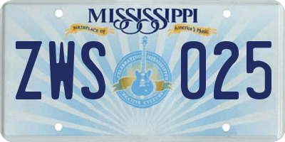 MS license plate ZWS025