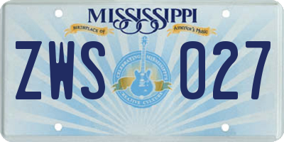 MS license plate ZWS027
