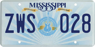 MS license plate ZWS028