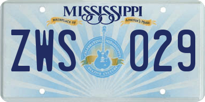 MS license plate ZWS029