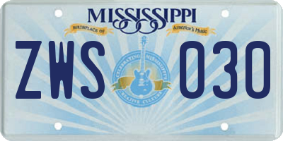 MS license plate ZWS030