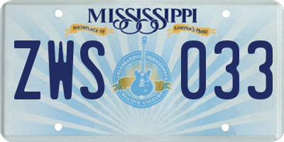 MS license plate ZWS033