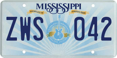 MS license plate ZWS042