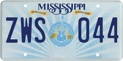 MS license plate ZWS044