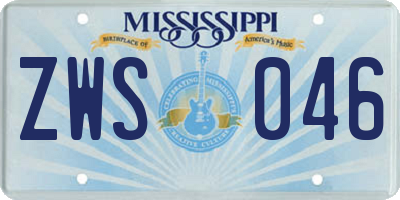 MS license plate ZWS046