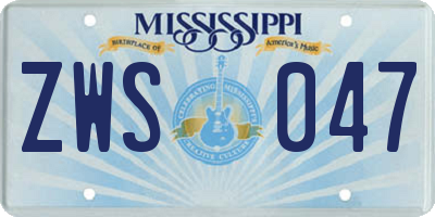MS license plate ZWS047