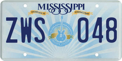 MS license plate ZWS048