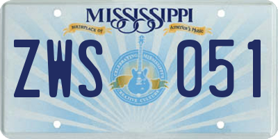 MS license plate ZWS051