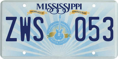 MS license plate ZWS053