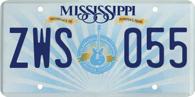 MS license plate ZWS055