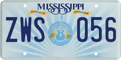 MS license plate ZWS056