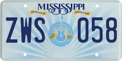 MS license plate ZWS058