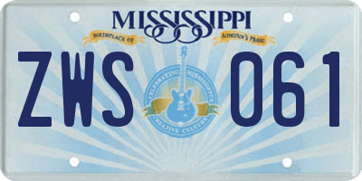 MS license plate ZWS061