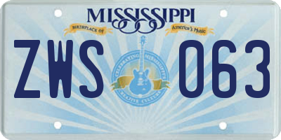 MS license plate ZWS063