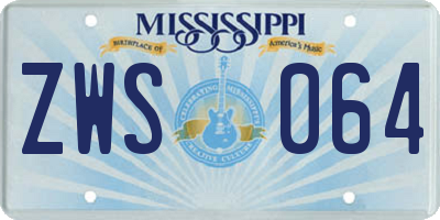 MS license plate ZWS064
