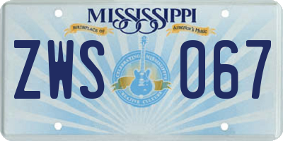 MS license plate ZWS067