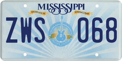 MS license plate ZWS068