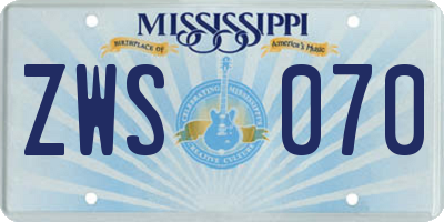 MS license plate ZWS070