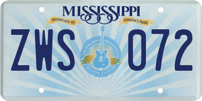 MS license plate ZWS072