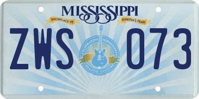 MS license plate ZWS073