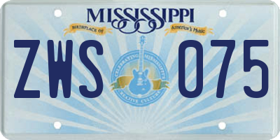 MS license plate ZWS075
