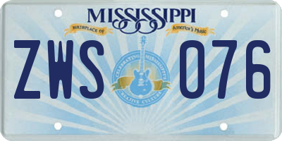 MS license plate ZWS076