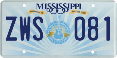 MS license plate ZWS081