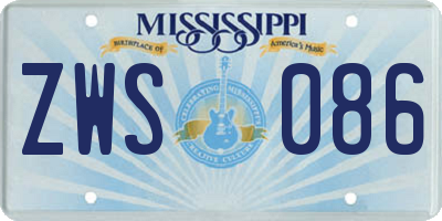 MS license plate ZWS086