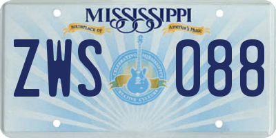MS license plate ZWS088
