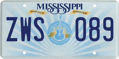 MS license plate ZWS089
