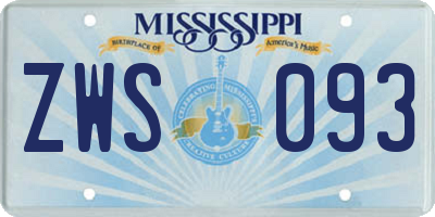 MS license plate ZWS093