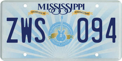 MS license plate ZWS094