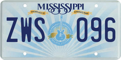 MS license plate ZWS096