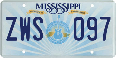 MS license plate ZWS097