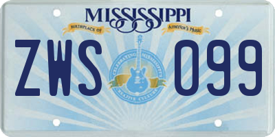 MS license plate ZWS099