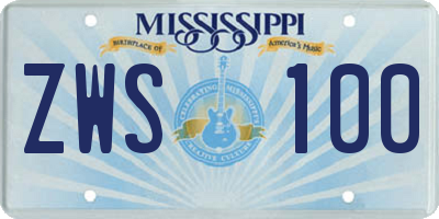 MS license plate ZWS100