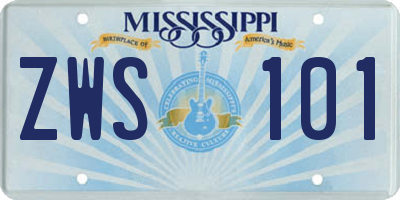 MS license plate ZWS101